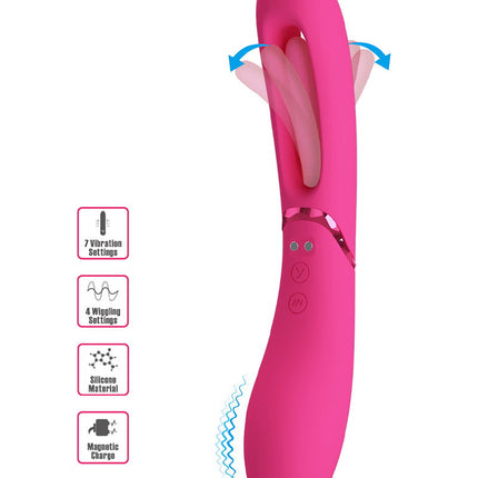 Pretty Love - Romance Lexie - Vibrator met Wiebelend Tongetje - Roze-Erotiekvoordeel.nl