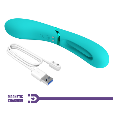 Pretty Love - Romance Lexie - Vibrator met Wiebelend Tongetje - Turquoise-Erotiekvoordeel.nl