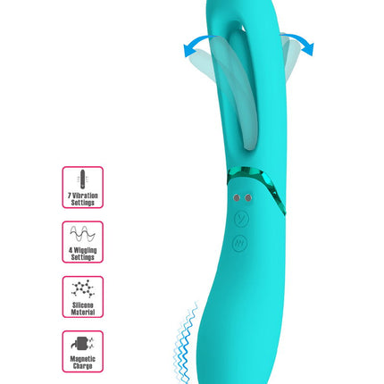 Pretty Love - Romance Lexie - Vibrator met Wiebelend Tongetje - Turquoise-Erotiekvoordeel.nl