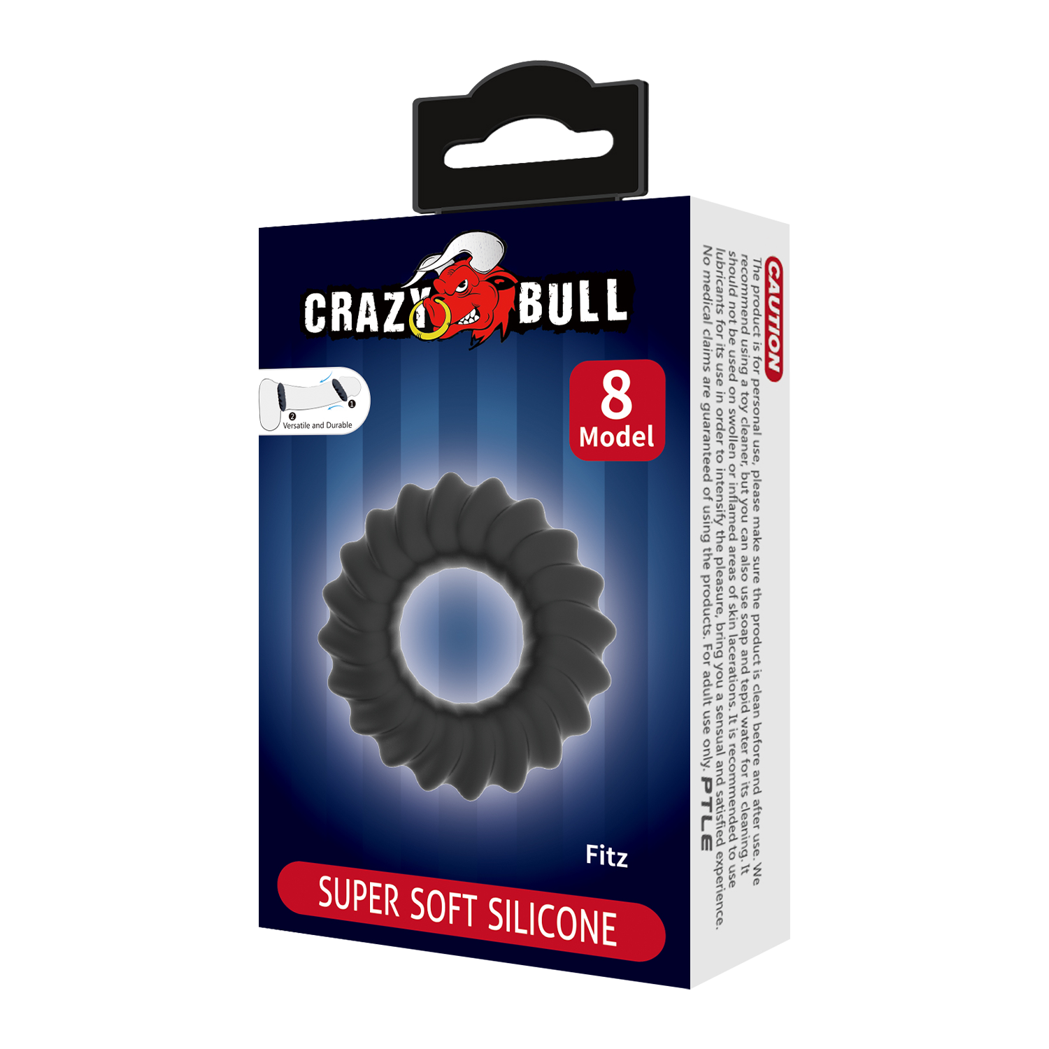 Crazy Bull - Fitz - Super Soft Siliconen Cockring - Model 8 - Zwart-Erotiekvoordeel.nl