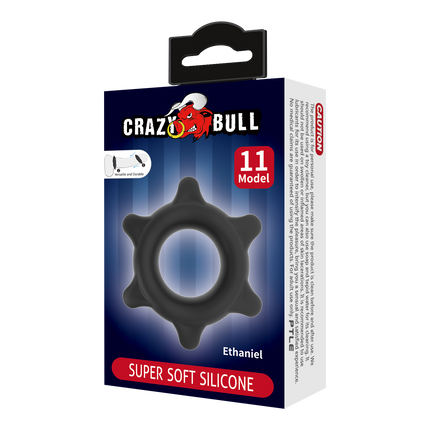 Crazy Bull - Ethaniel - Super Soft Siliconen Cockring - Model 11 - Zwart-Erotiekvoordeel.nl