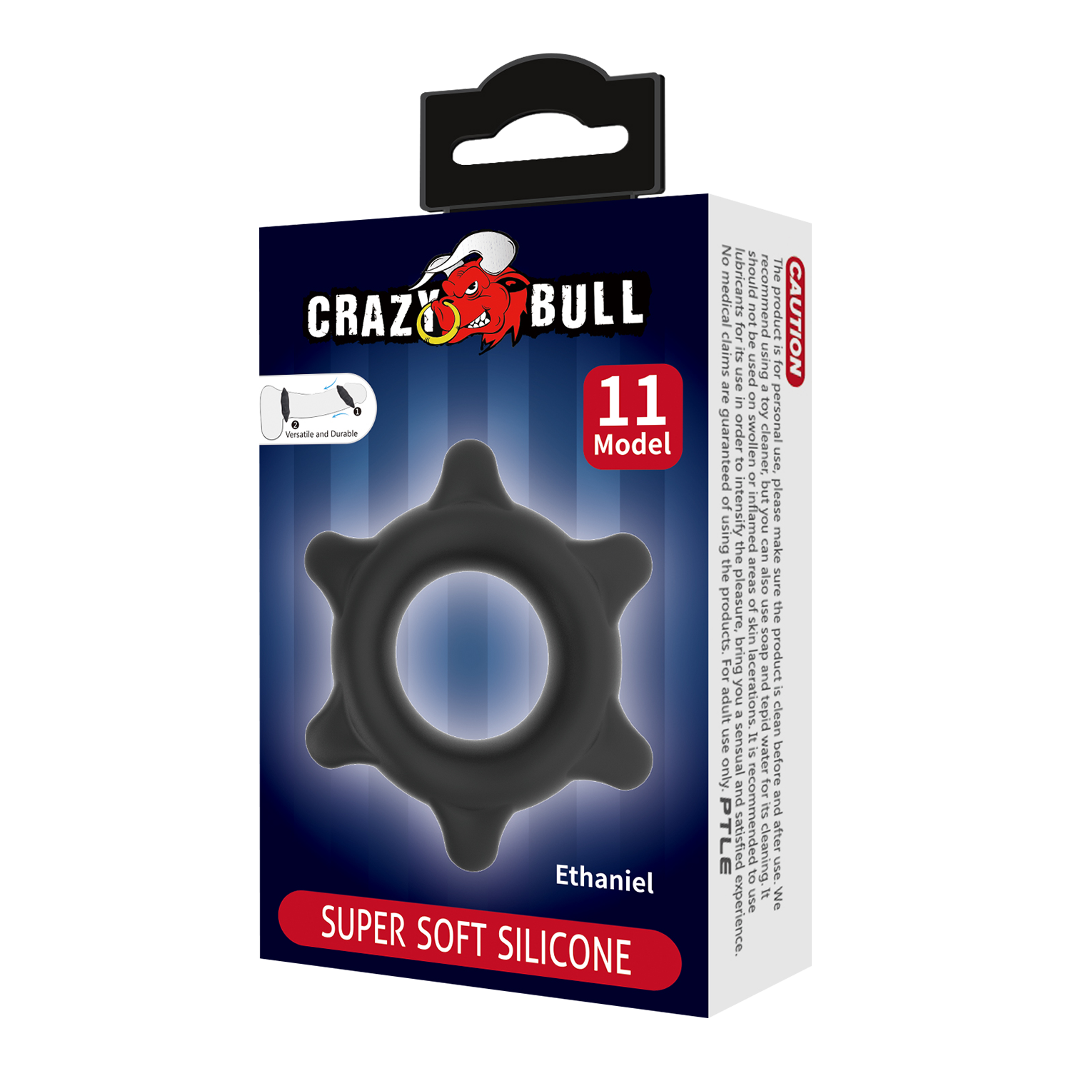 Crazy Bull - Ethaniel - Super Soft Siliconen Cockring - Model 11 - Zwart-Erotiekvoordeel.nl