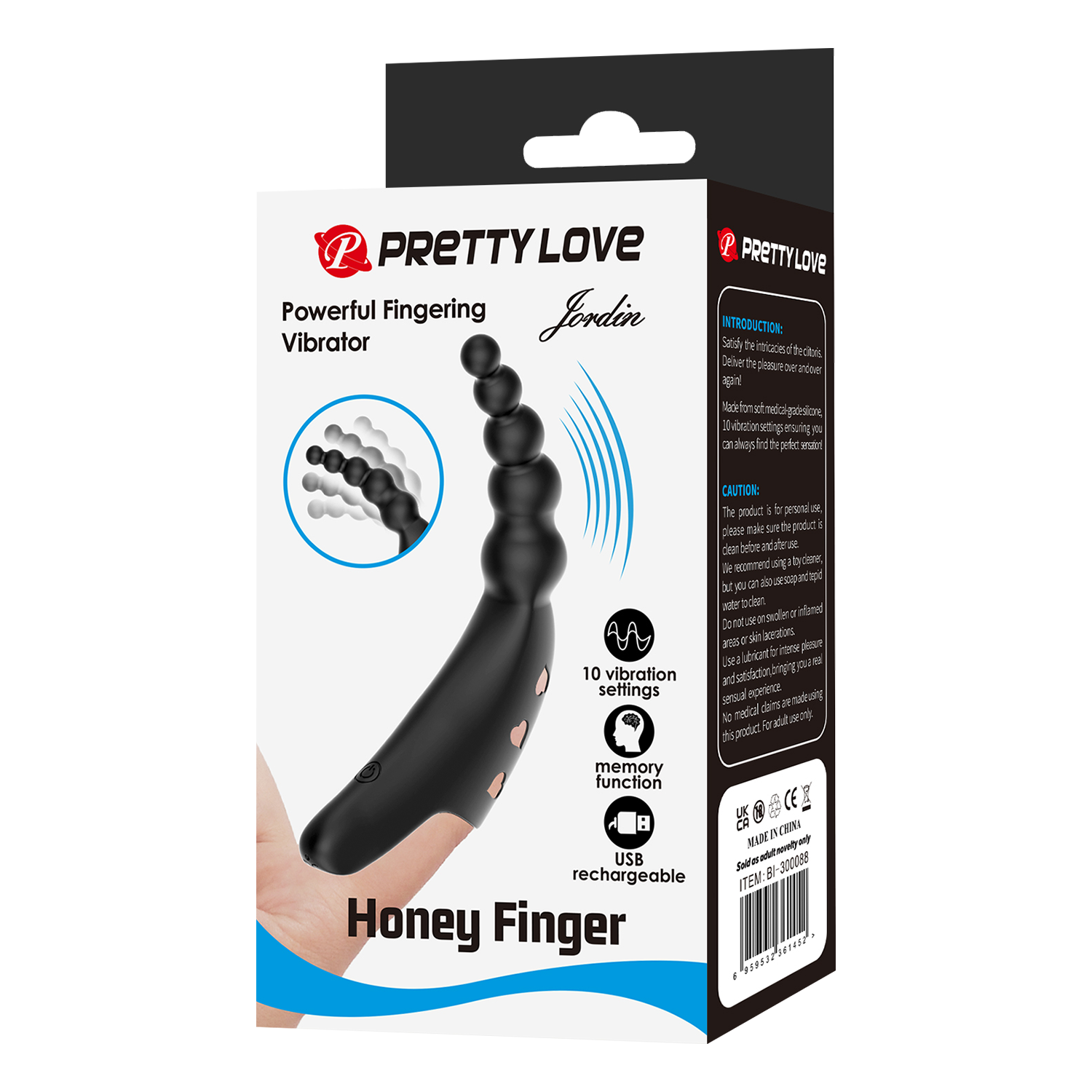 Pretty Love - Jordin - Krachtige Vinger Vibrator - Zwart-Erotiekvoordeel.nl