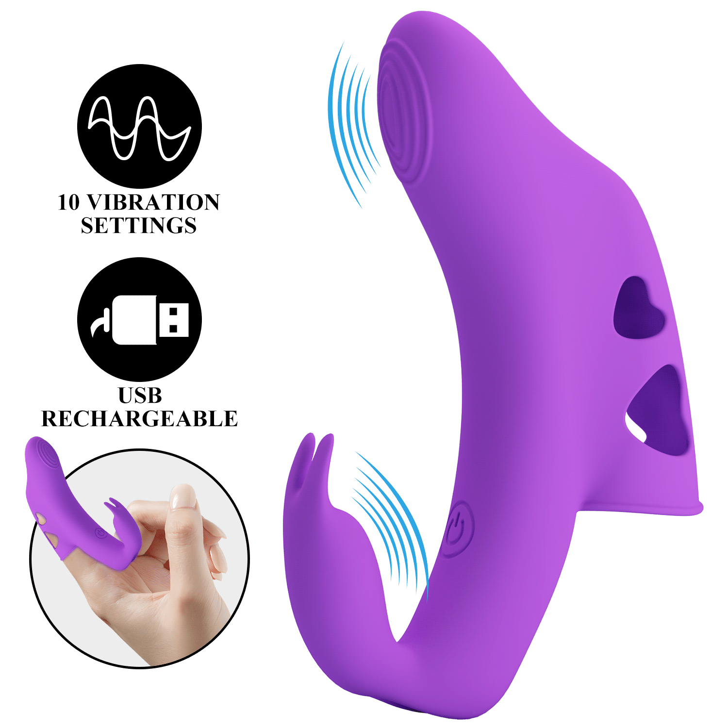 Pretty Love - Yenna - Krachtige Vinger Vibrator - Paars-Erotiekvoordeel.nl