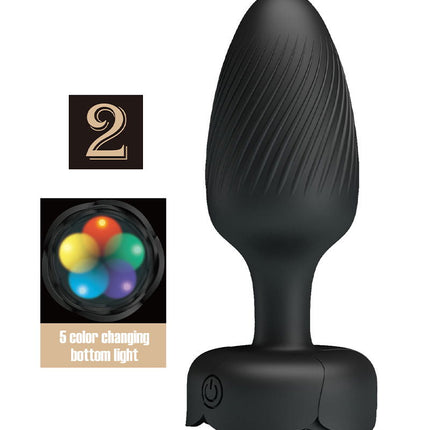 Pretty Love - Varian - Kleurveranderende lichtgevende vibrerende buttplug - Zwart-Erotiekvoordeel.nl