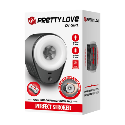 Pretty Love - DJ Girl - Thrusting Perfect Stroker - Stotende Masturbator - Zwart/Wit-Erotiekvoordeel.nl