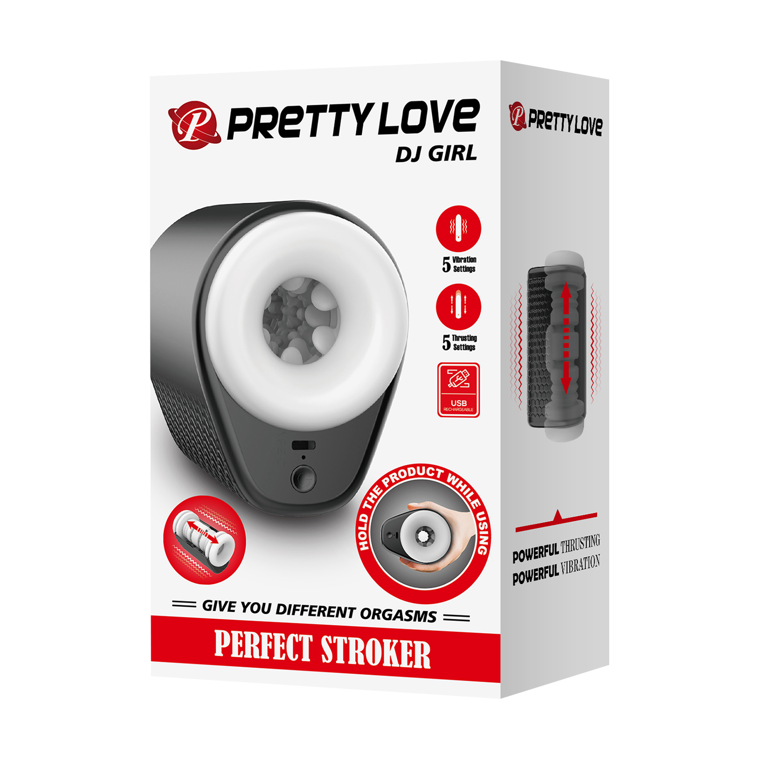 Pretty Love - DJ Girl - Thrusting Perfect Stroker - Stotende Masturbator - Zwart/Wit-Erotiekvoordeel.nl