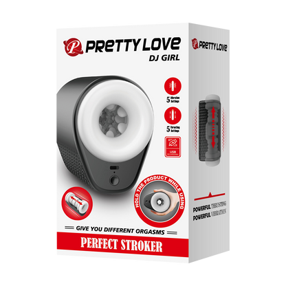 Pretty Love - DJ Girl - Thrusting Perfect Stroker - Stotende Masturbator - Zwart/Wit-Erotiekvoordeel.nl