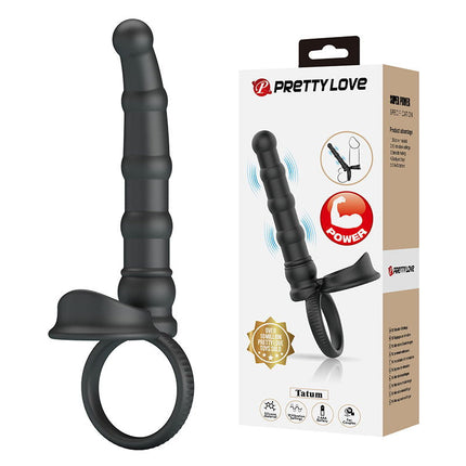 Pretty Love - Tatum - Anale Vibrator met Penisring - Zwart-Erotiekvoordeel.nl