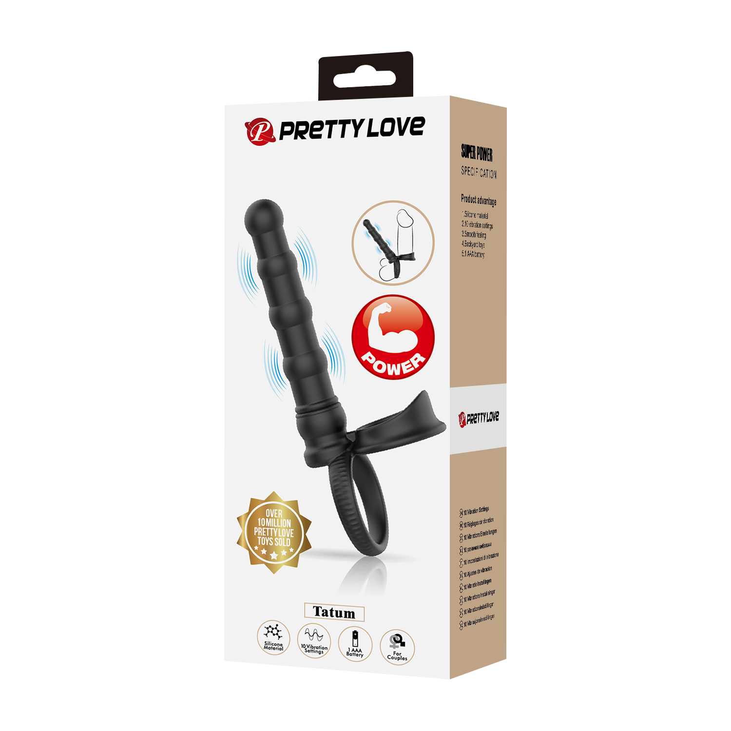 Pretty Love - Tatum - Anale Vibrator met Penisring - Zwart-Erotiekvoordeel.nl