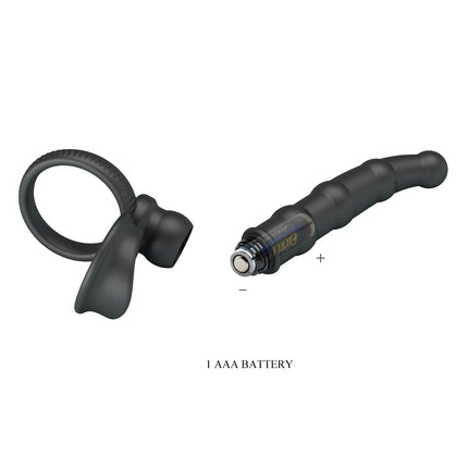 Pretty Love - Tatum - Anale Vibrator met Penisring - Zwart-Erotiekvoordeel.nl