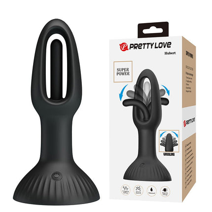 Pretty Love - Hubert - Vibrerende Buttplug - Anaal Vibrator - Met Wiebelend Tongetje - Zwart-Erotiekvoordeel.nl