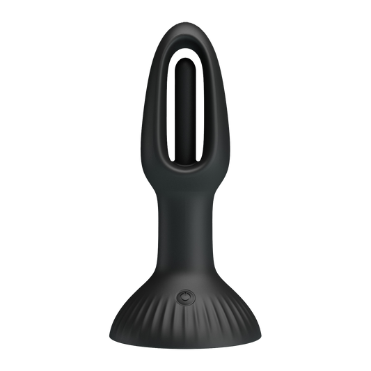 Pretty Love - Hubert - Vibrerende Buttplug - Anaal Vibrator - Met Wiebelend Tongetje - Zwart-Erotiekvoordeel.nl
