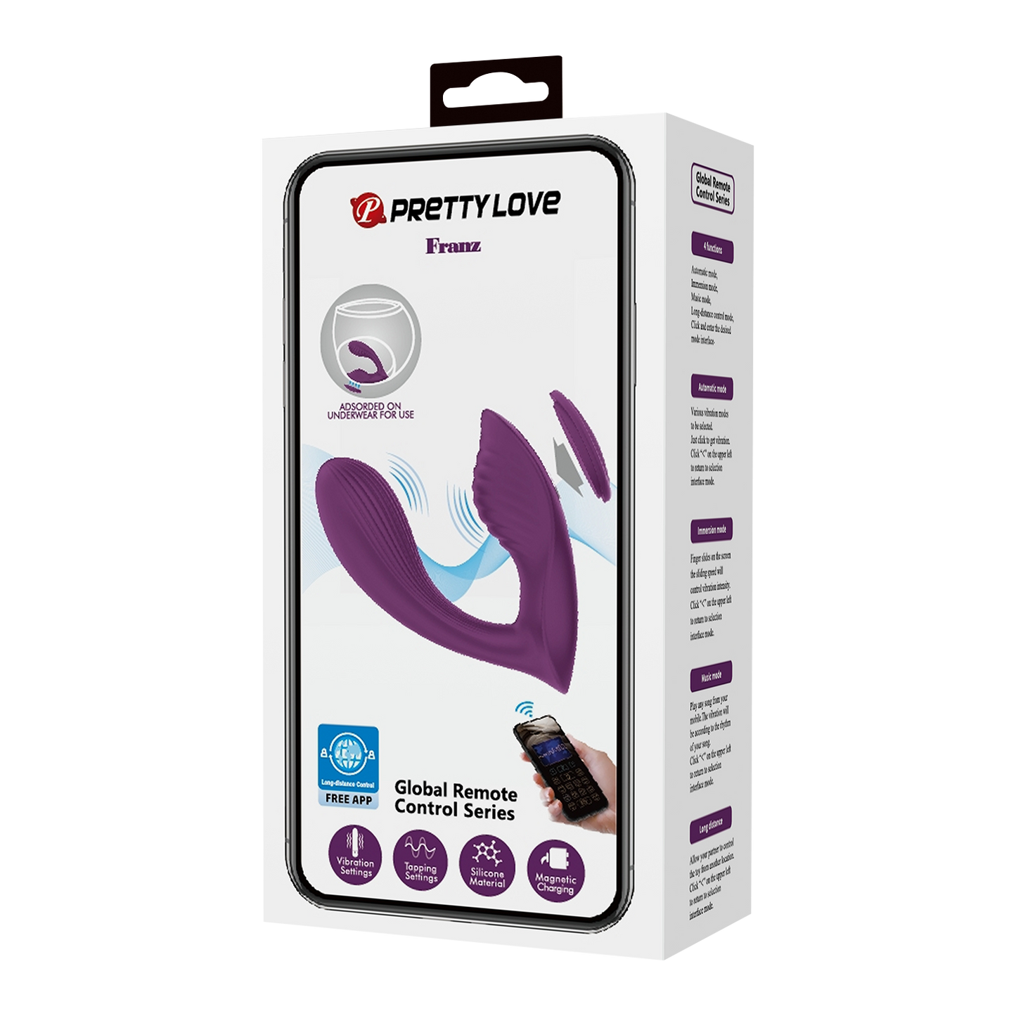 Pretty Love - Franz - Draagbare Vibrator - Panty Vibrator - Vibrerend Slipje - Paars-Erotiekvoordeel.nl