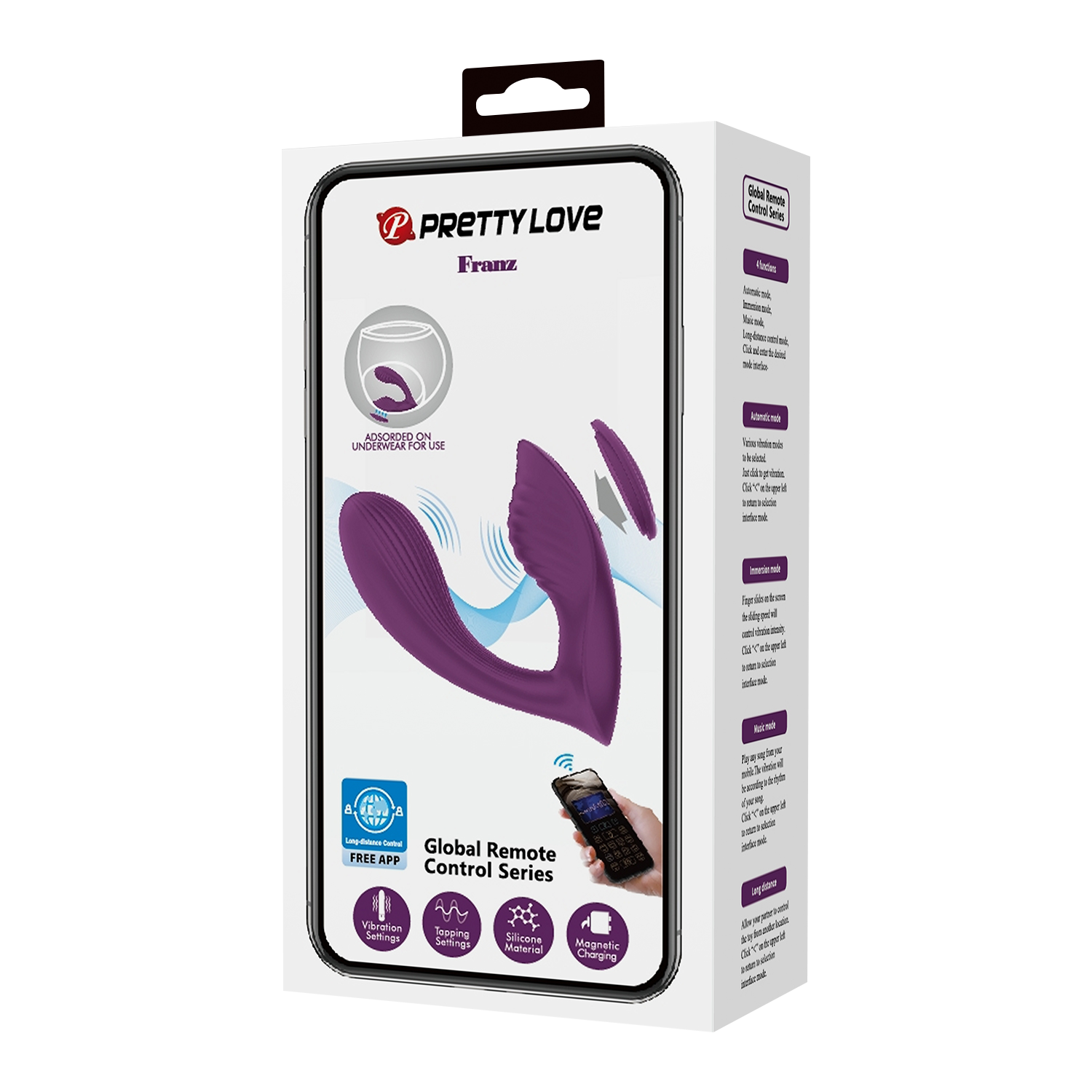 Pretty Love - Franz - Draagbare Vibrator - Panty Vibrator - Vibrerend Slipje - Paars-Erotiekvoordeel.nl
