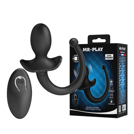 Mr. Play - Super Power - Vibrerende Hondenstaart Buttplug met Afstandsbediening - Zwart-Erotiekvoordeel.nl