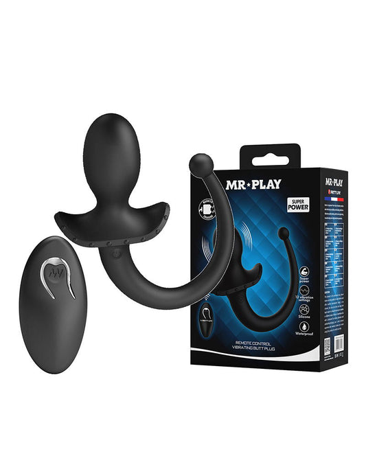 Mr. Play - Super Power - Vibrerende Hondenstaart Buttplug met Afstandsbediening - Zwart-Erotiekvoordeel.nl