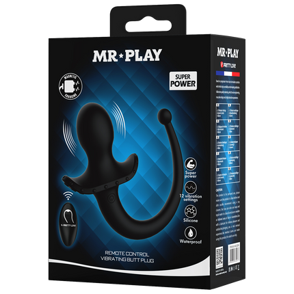 Mr. Play - Super Power - Vibrerende Hondenstaart Buttplug met Afstandsbediening - Zwart-Erotiekvoordeel.nl