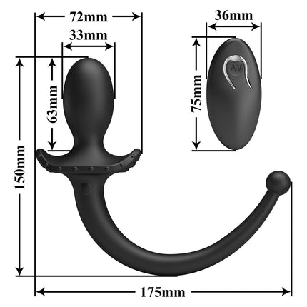 Mr. Play - Super Power - Vibrerende Hondenstaart Buttplug met Afstandsbediening - Zwart-Erotiekvoordeel.nl