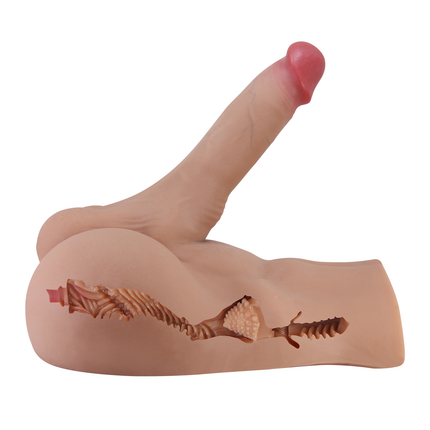 Crazy Bull - Rhyne - Masturbator met Buigzame Dildo - Lichte Huidskleur-Erotiekvoordeel.nl