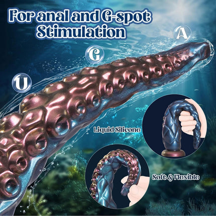 Power Monsters - Maelstrom Beastlord - Tentakel Dildo - Blauw/Paars/Goud-Erotiekvoordeel.nl
