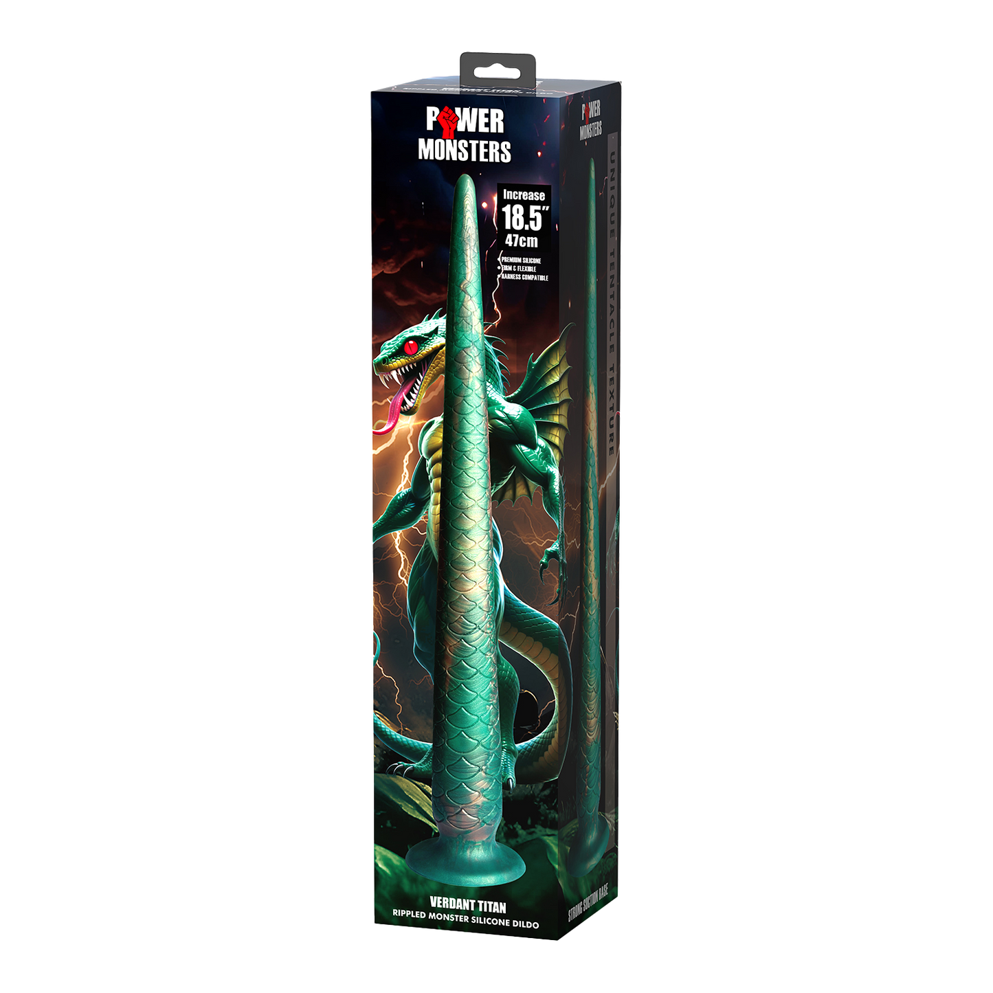 Power Monsters - Verdant Titan - Mythical Tail Dildo - Groen/Goud-Erotiekvoordeel.nl
