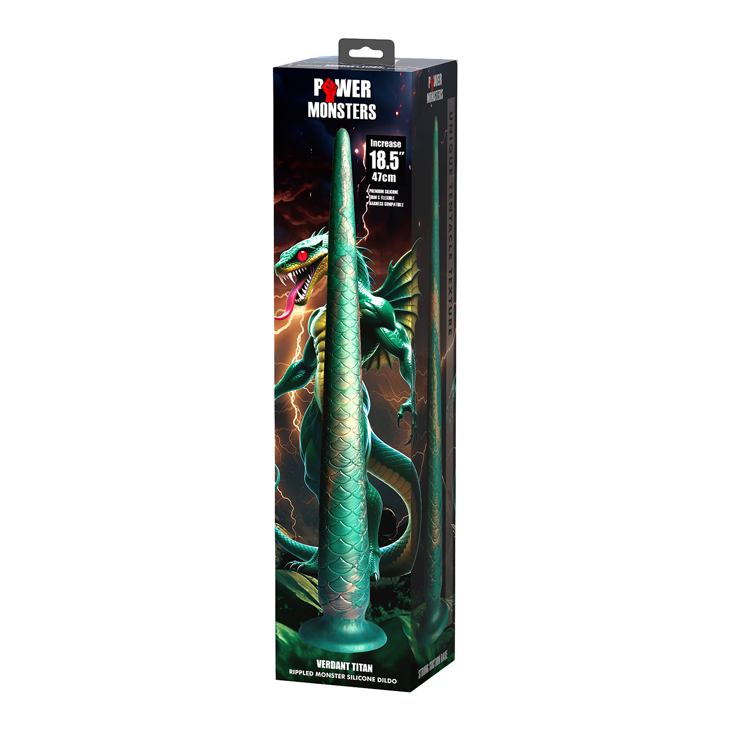 Power Monsters - Verdant Titan - Mythical Tail Dildo - Groen/Goud-Erotiekvoordeel.nl