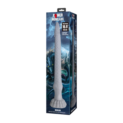 Power Monsters - Basilisk - Taps Toelopende Fantasie Dildo - Grijs-Erotiekvoordeel.nl