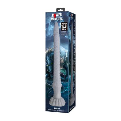 Power Monsters - Basilisk - Taps Toelopende Fantasie Dildo - Grijs-Erotiekvoordeel.nl