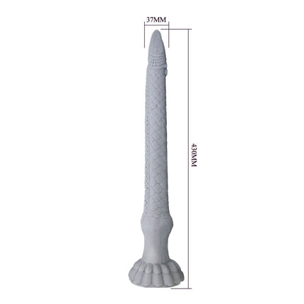 Power Monsters - Basilisk - Taps Toelopende Fantasie Dildo - Grijs-Erotiekvoordeel.nl