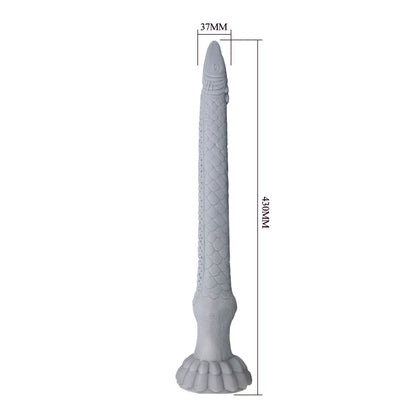 Power Monsters - Basilisk - Taps Toelopende Fantasie Dildo - Grijs-Erotiekvoordeel.nl