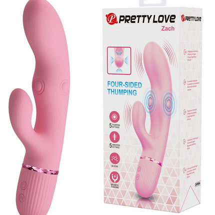 Pretty Love - Zach - Rabbit Vibrator met Vierzijdige Klopfunctie - Roze-Erotiekvoordeel.nl