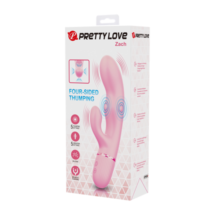 Pretty Love - Zach - Rabbit Vibrator met Vierzijdige Klopfunctie - Roze-Erotiekvoordeel.nl