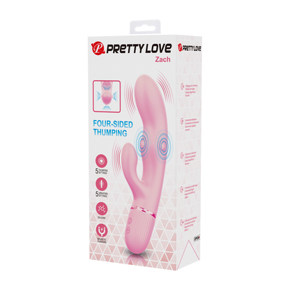 Pretty Love - Zach - Rabbit Vibrator met Vierzijdige Klopfunctie - Roze-Erotiekvoordeel.nl