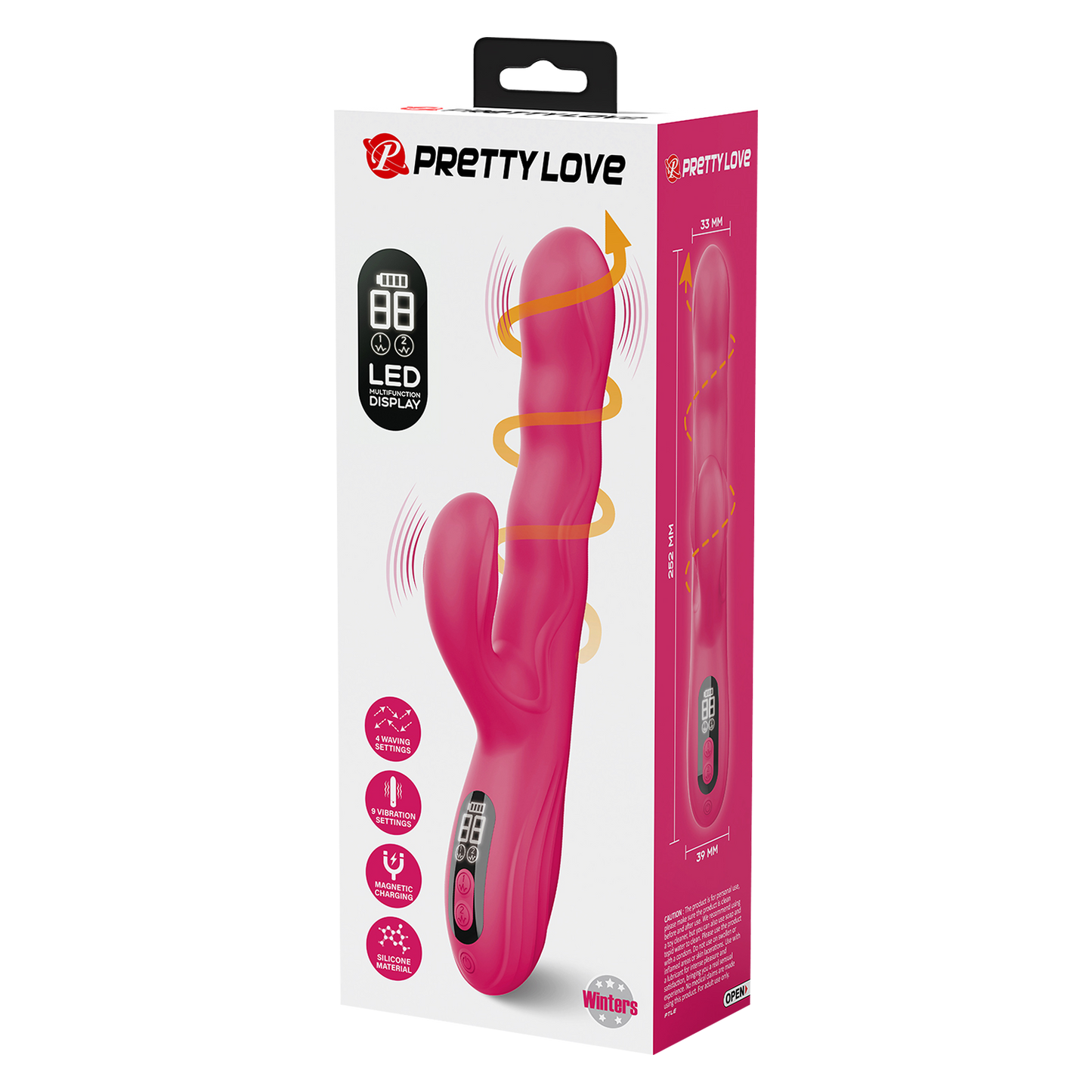 Pretty Love - Winters - Rabbit Vibrator met Golf Beweging en LED Display - Roze-Erotiekvoordeel.nl