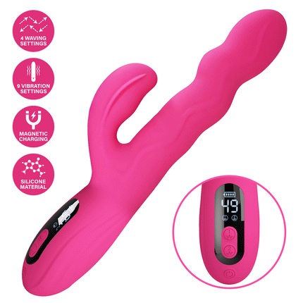 Pretty Love - Winters - Rabbit Vibrator met Golf Beweging en LED Display - Roze-Erotiekvoordeel.nl
