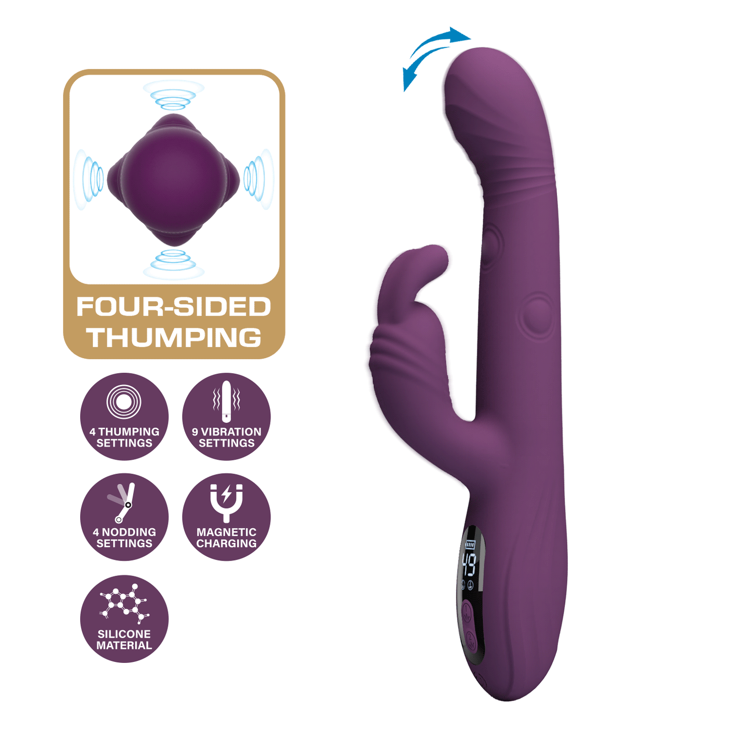 Pretty Love - Dee - Rabbit Vibrator met LED Display - Paars-Erotiekvoordeel.nl