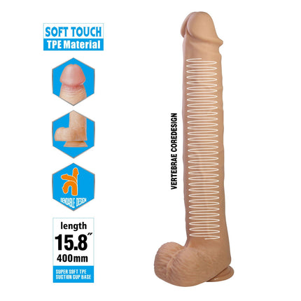 Pretty Love - Pat - Super Grote Dildo - 40 cm - Lichte Huidskleur-Erotiekvoordeel.nl