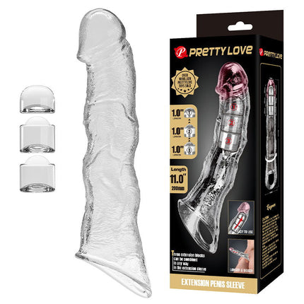 Pretty Love - Verlengende Penis Sleeve - 28 cm - Transparant-Erotiekvoordeel.nl