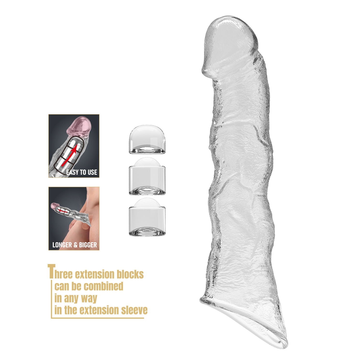 Pretty Love - Verlengende Penis Sleeve - 28 cm - Transparant-Erotiekvoordeel.nl