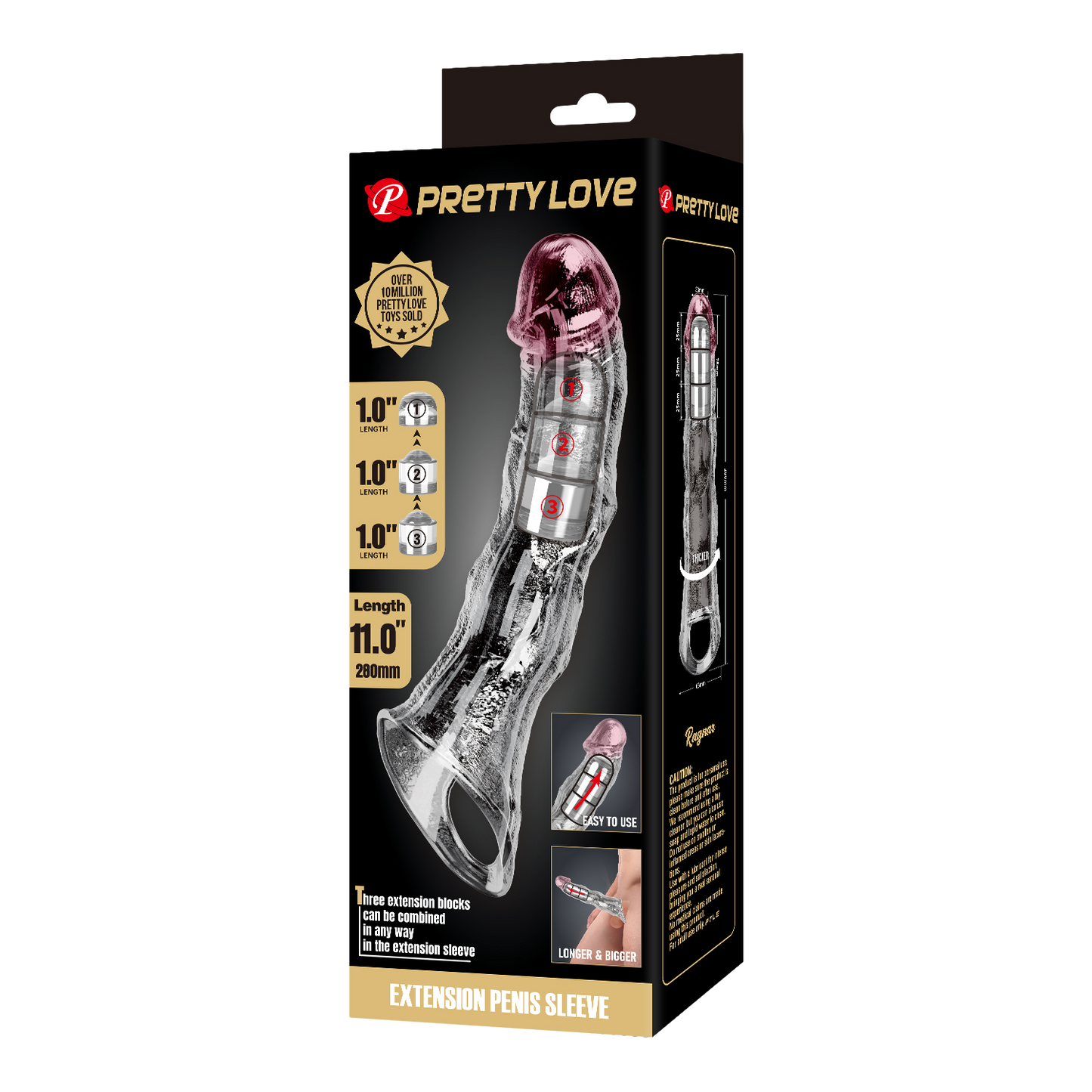 Pretty Love - Verlengende Penis Sleeve - 28 cm - Transparant-Erotiekvoordeel.nl