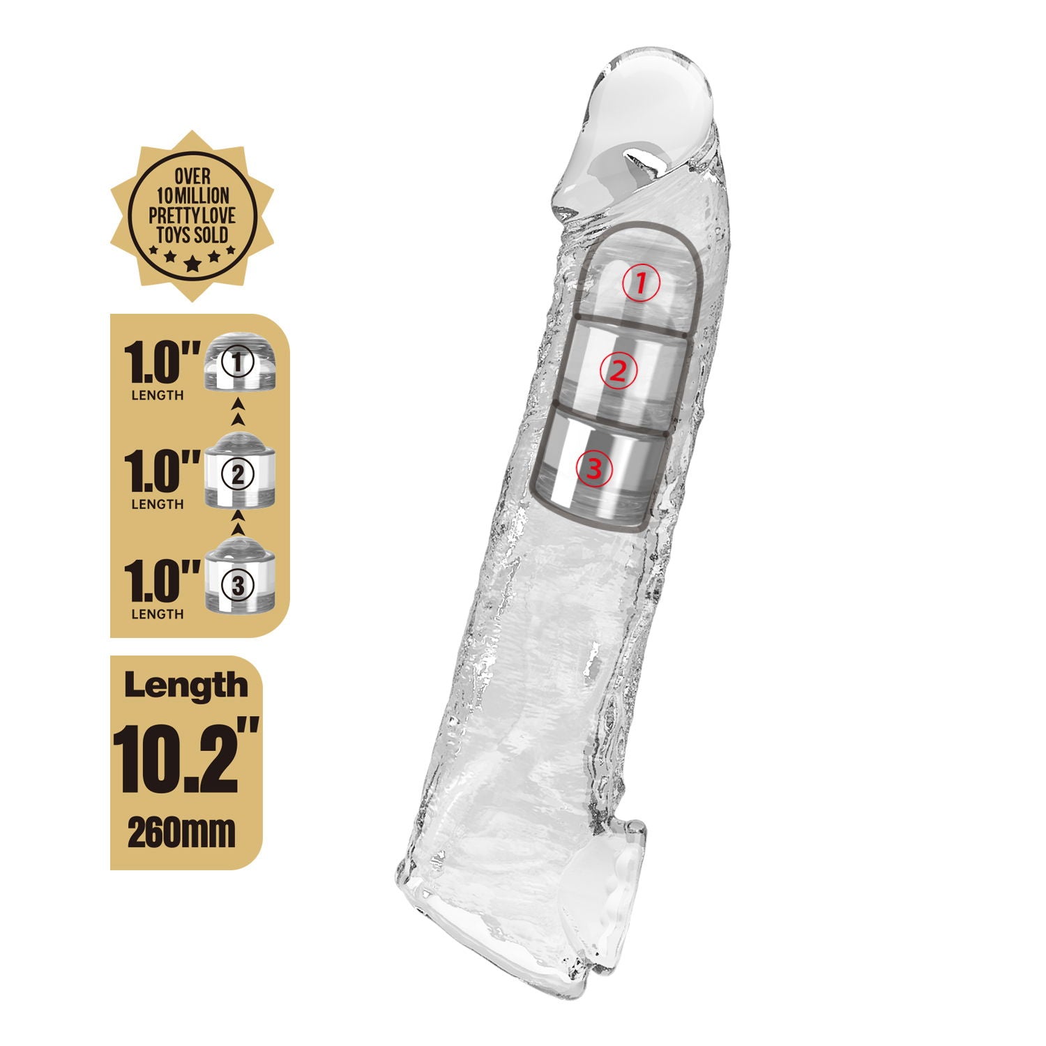 Pretty Love - Verlengende Penis Sleeve - 26 cm - Transparant-Erotiekvoordeel.nl