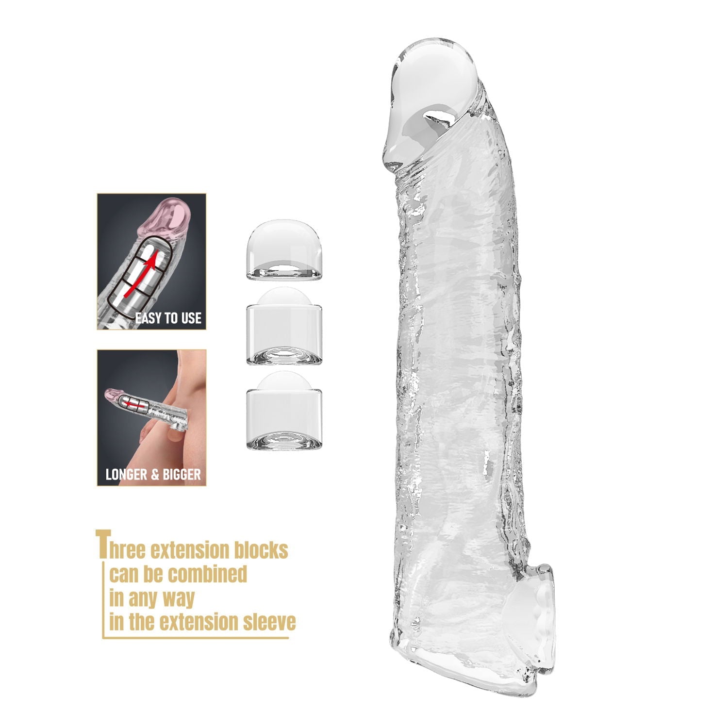 Pretty Love - Verlengende Penis Sleeve - 26 cm - Transparant-Erotiekvoordeel.nl