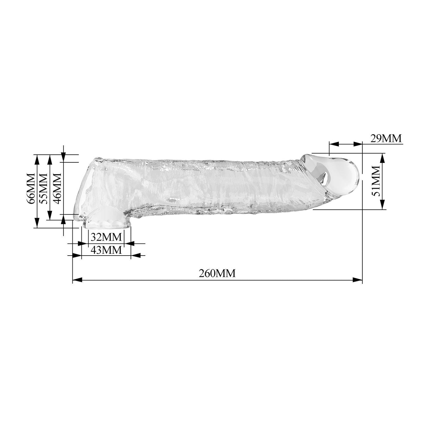 Pretty Love - Verlengende Penis Sleeve - 26 cm - Transparant-Erotiekvoordeel.nl