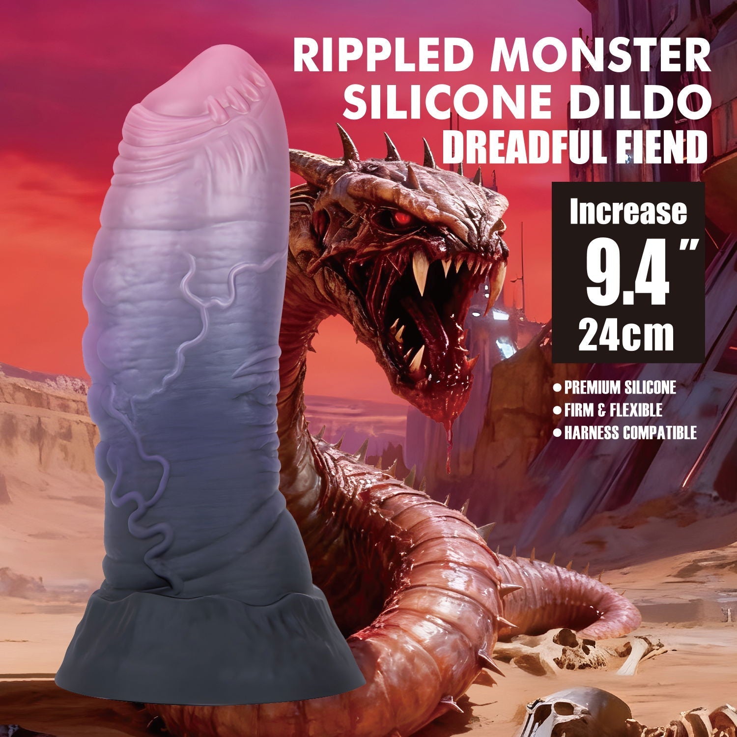 Power Monsters - Dreadful Fiend - Monster Dildo - 24 cm - Multicolour-Erotiekvoordeel.nl