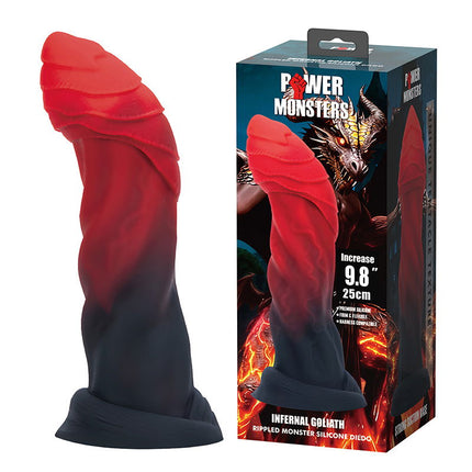 Power Monsters - Infernal Goliath - Monster Dildo - 25 cm - Zwart/Rood-Erotiekvoordeel.nl