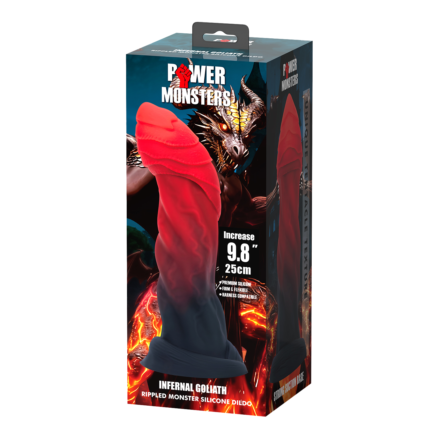 Power Monsters - Infernal Goliath - Monster Dildo - 25 cm - Zwart/Rood-Erotiekvoordeel.nl