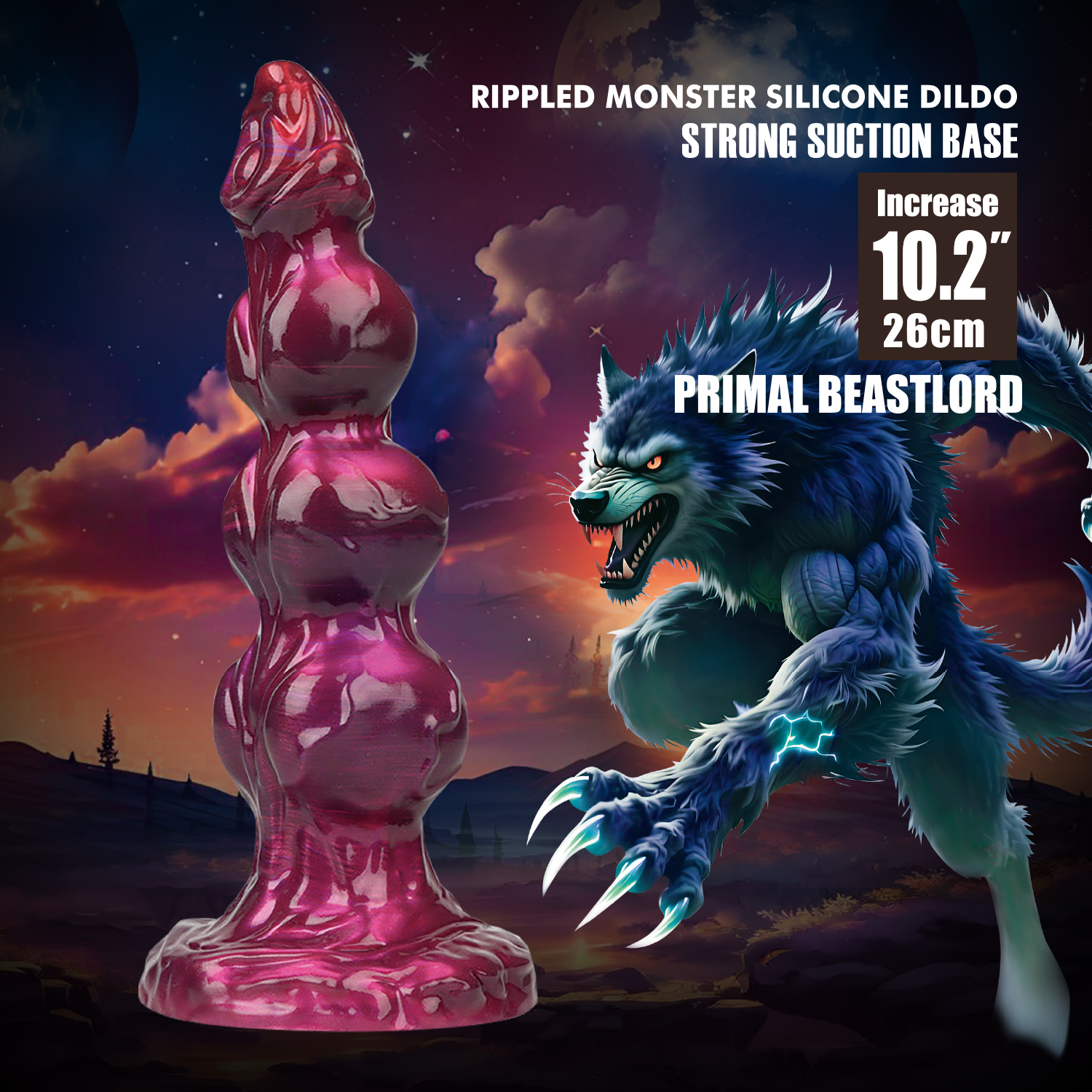 Power Monsters - Primal Beastlord - Monster Dildo - 26 cm - Rood/Roze-Erotiekvoordeel.nl