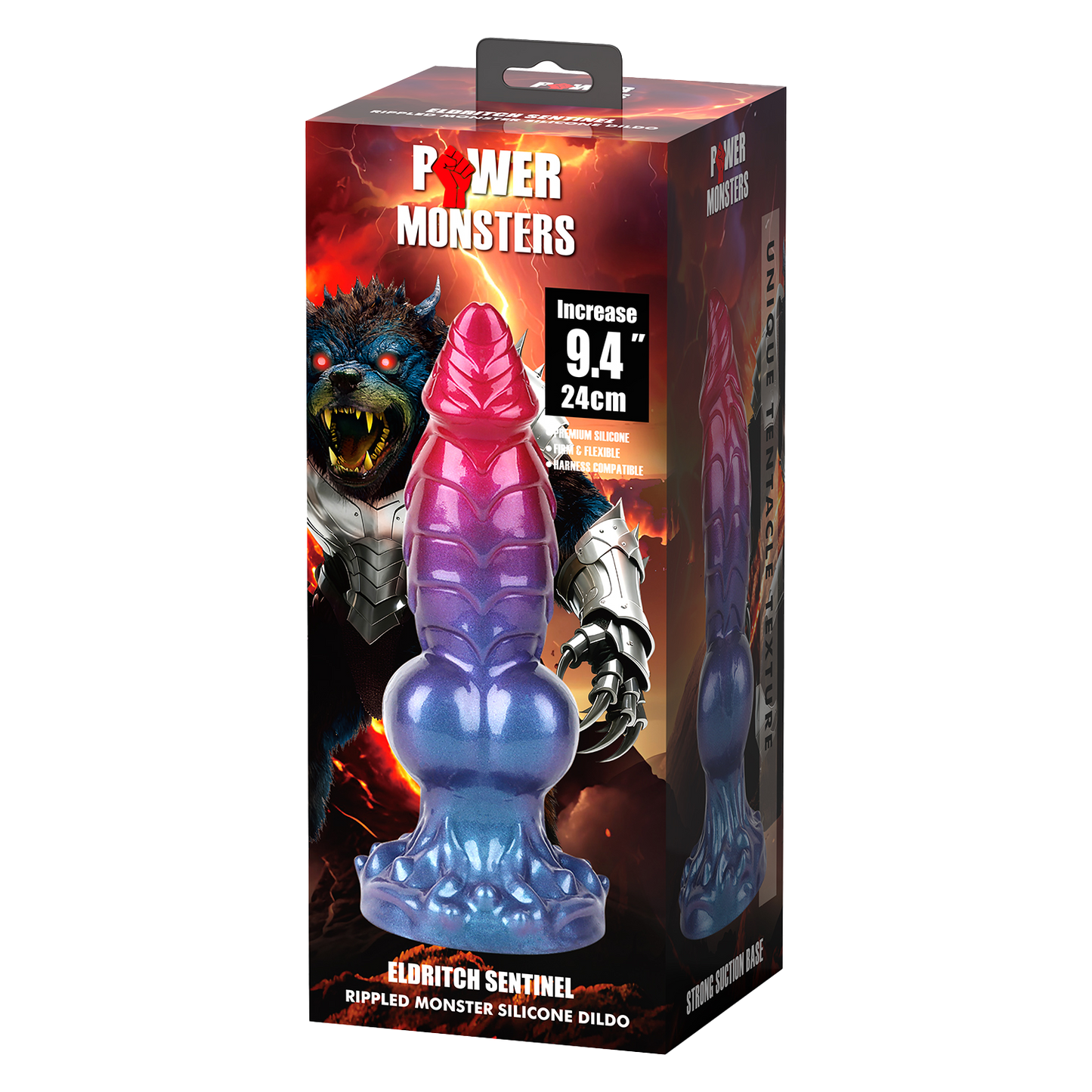 Power Monsters - Eldritch Sentinel - Monster Dildo - 24 cm - Rood/Blauw/Paars-Erotiekvoordeel.nl