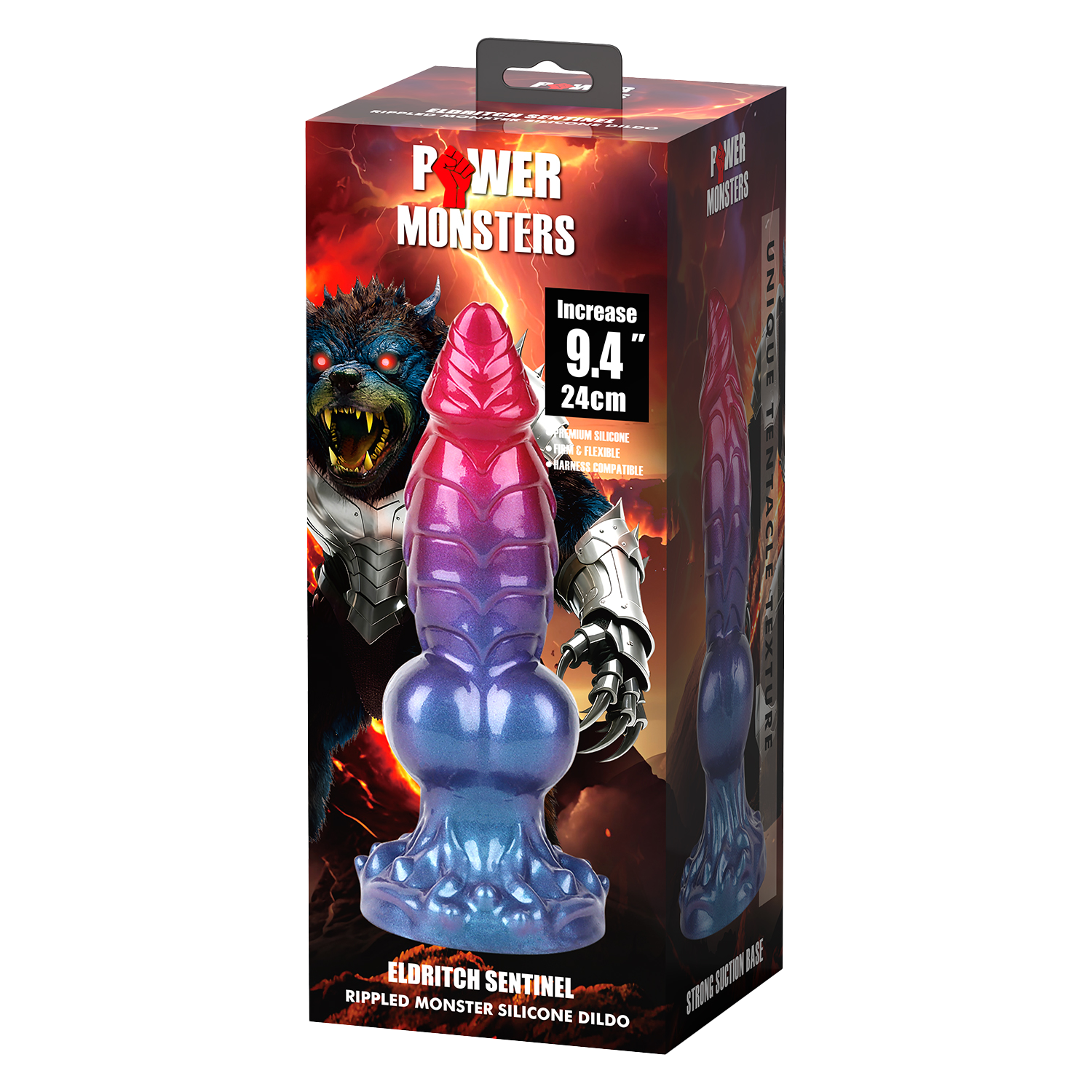 Power Monsters - Eldritch Sentinel - Monster Dildo - 24 cm - Rood/Blauw/Paars-Erotiekvoordeel.nl
